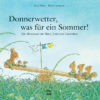 Titelseite des Buchs Donnerwetter-was-für-ein-Sommer. Eichhörnchen sitzen auf einer Holzschaukel.